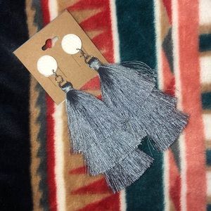 White and grey dangle earrings